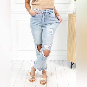 NEW WITH TAGS LOVERLET VERVET vintage straight crop distressed jeans size 0/24